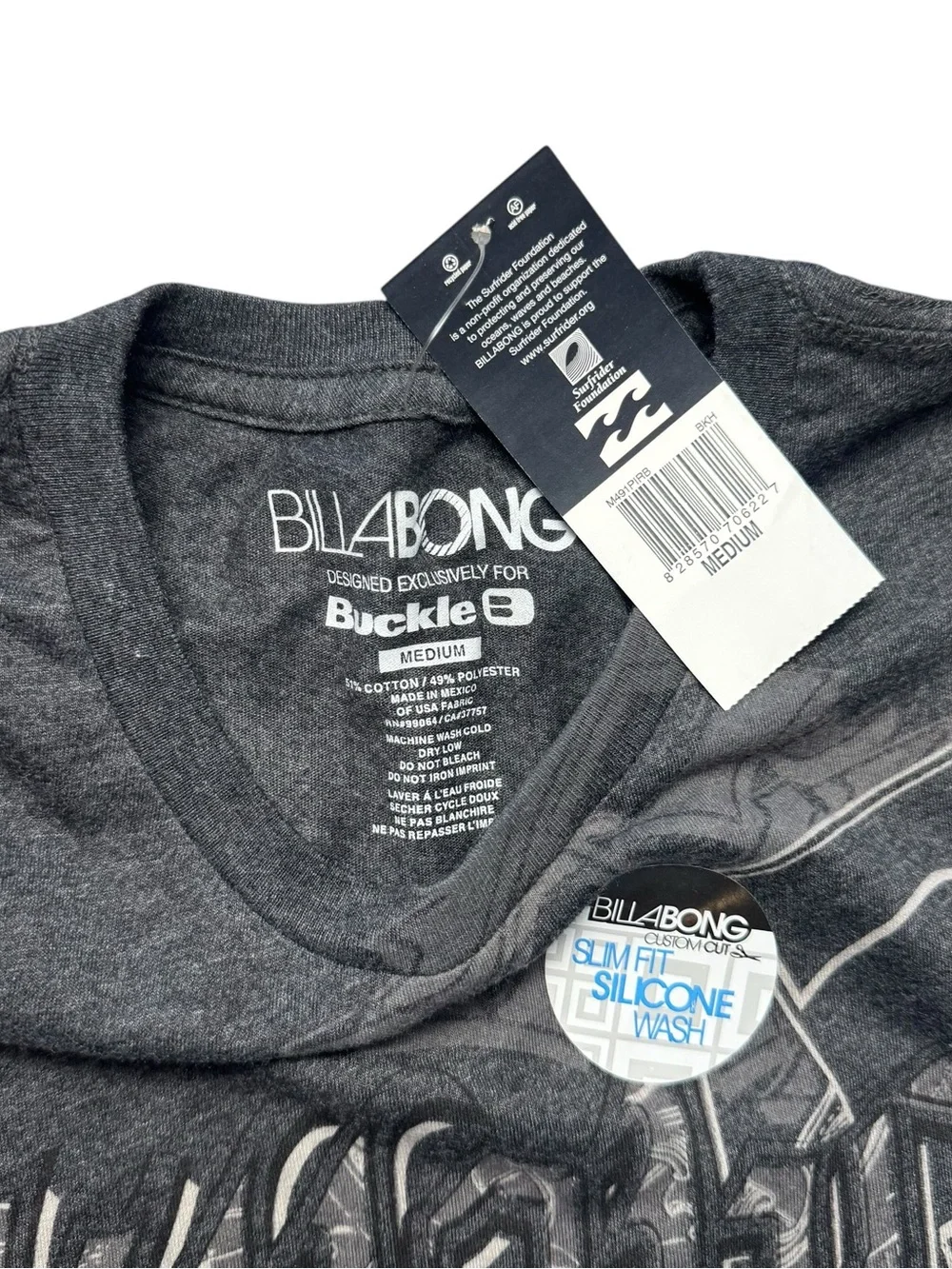 NWT Men’s Billabong Short-Sleeve Graphic Tee - Charcoal & Silver Size M Slim Fit